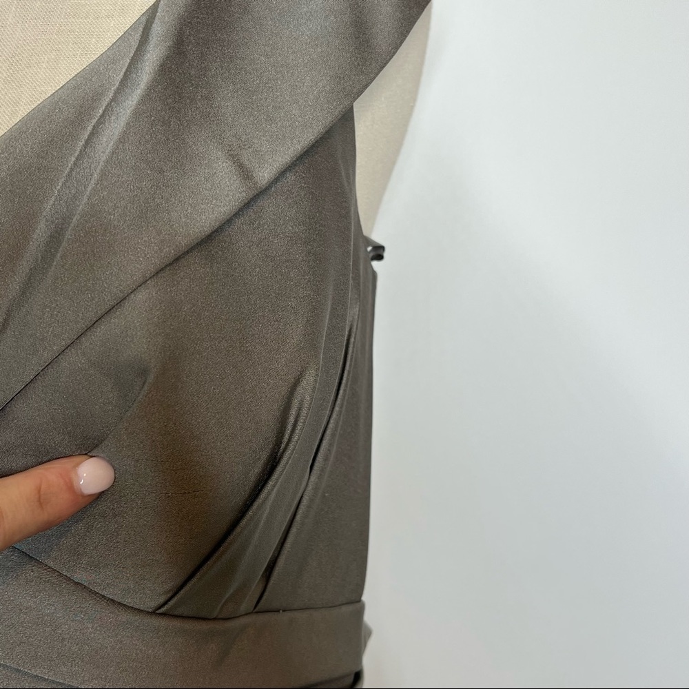 La Femme dress 25206 Pewter surplice off the shoulder column Gown 12 - Picture 6 of 9